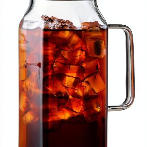 40 oz,1.2Liter Square Glass Pitcher with Lid and Spout, Breast Milk Pitcher with Handle for Fridge, Borosilicate Glass Carafe for Hot/Cold Drink, Small Jug for Iced Tea, Coffee,Water Storage Container-0