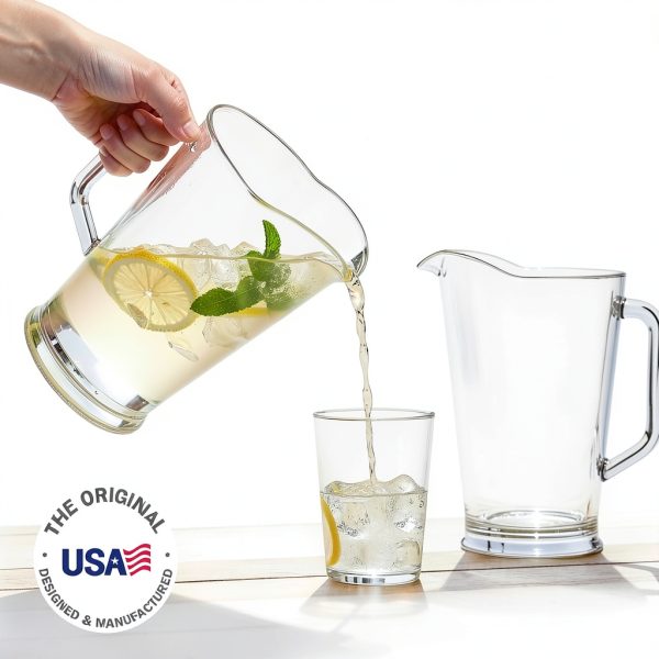 US Acrylic 64oz Bistro Clear Pitcher Set of 2 Shatterproof BPA Free-1